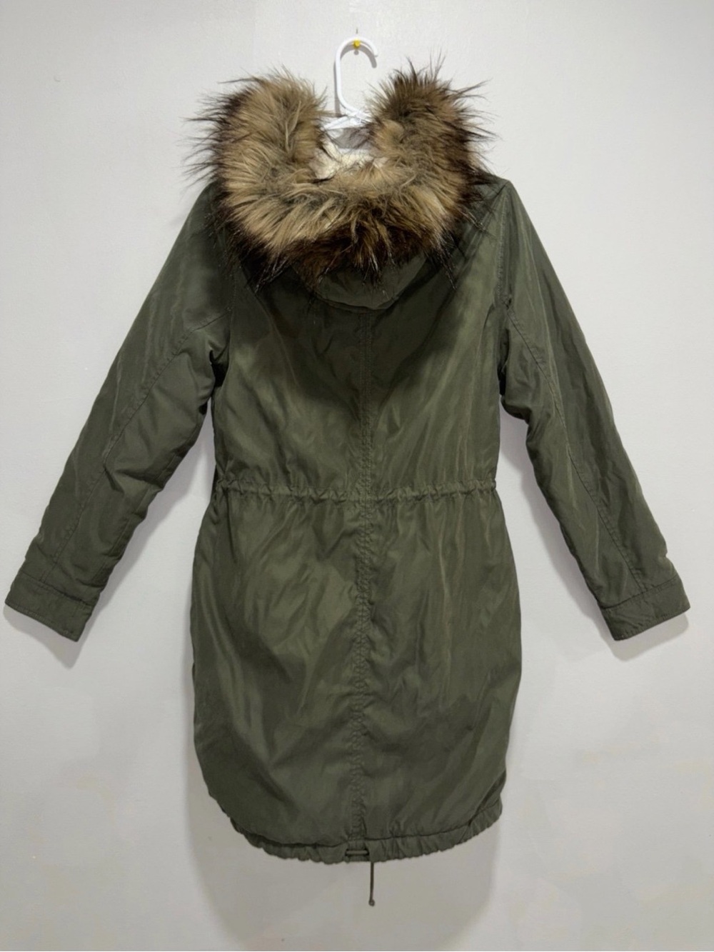 Abercrombie & Fitch Olive Green Utility Parka with Faux Fur Hood